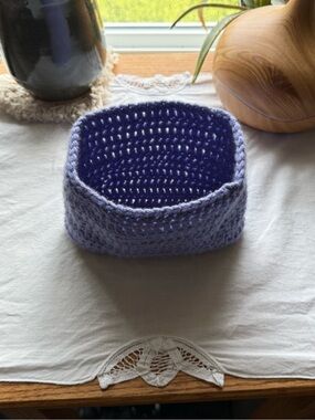 Handmade Crocheted Lilac pouch small.